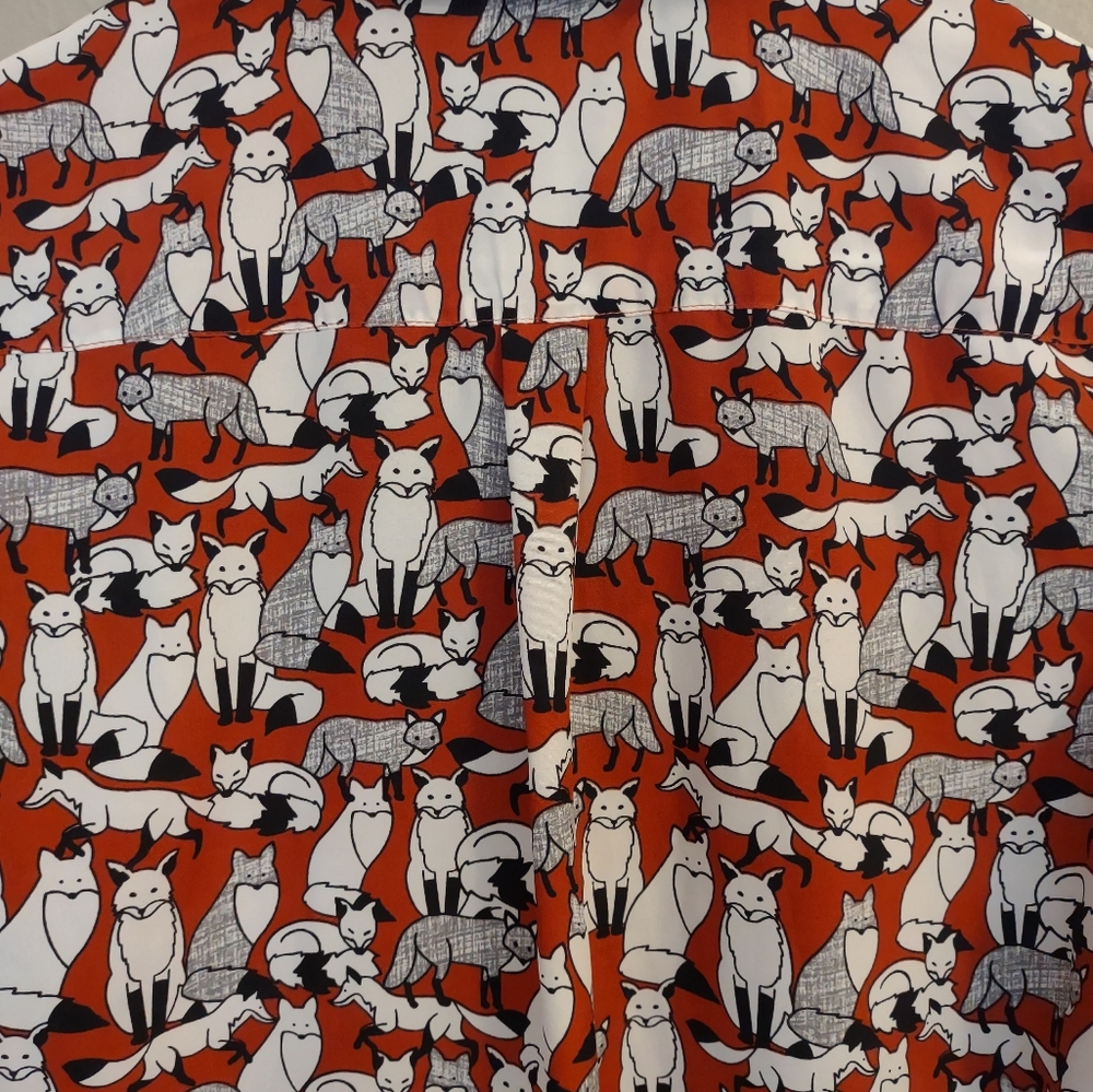 Ann Taylor Fox Print Long Sleeve Tunic Women's Blouse Xtra Small - Picture 8 of 11